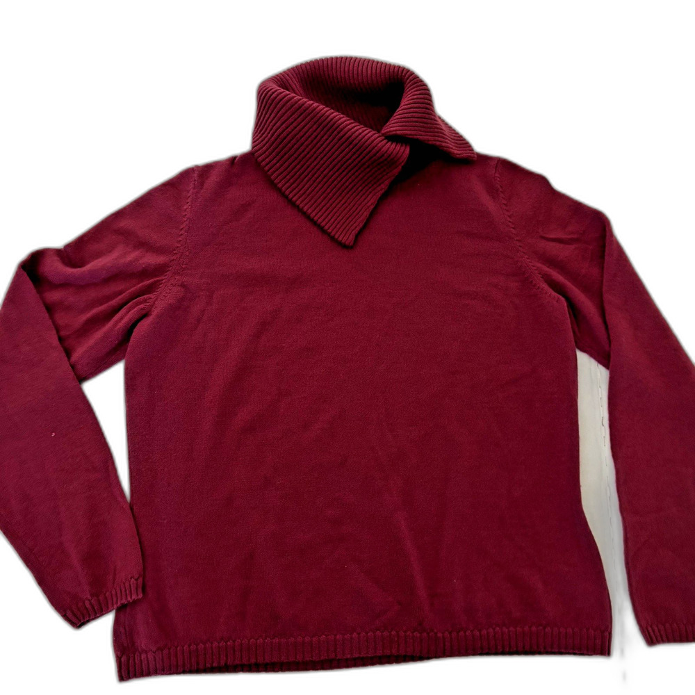 Ann Taylor Deep Plum Italian Merino Wool Long Sleeve Sweater Size L